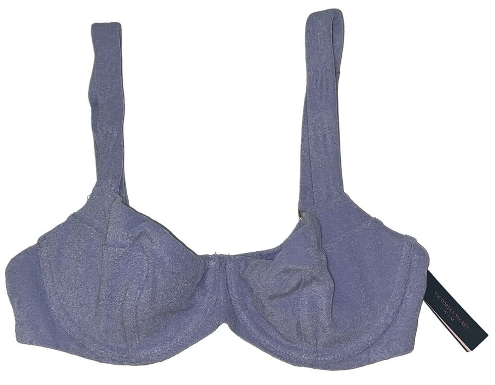 6-63 VICTORIA'S SECRET NWT $49.95 Push-Up Bikini Top Terry Cloth Purple Size 34C